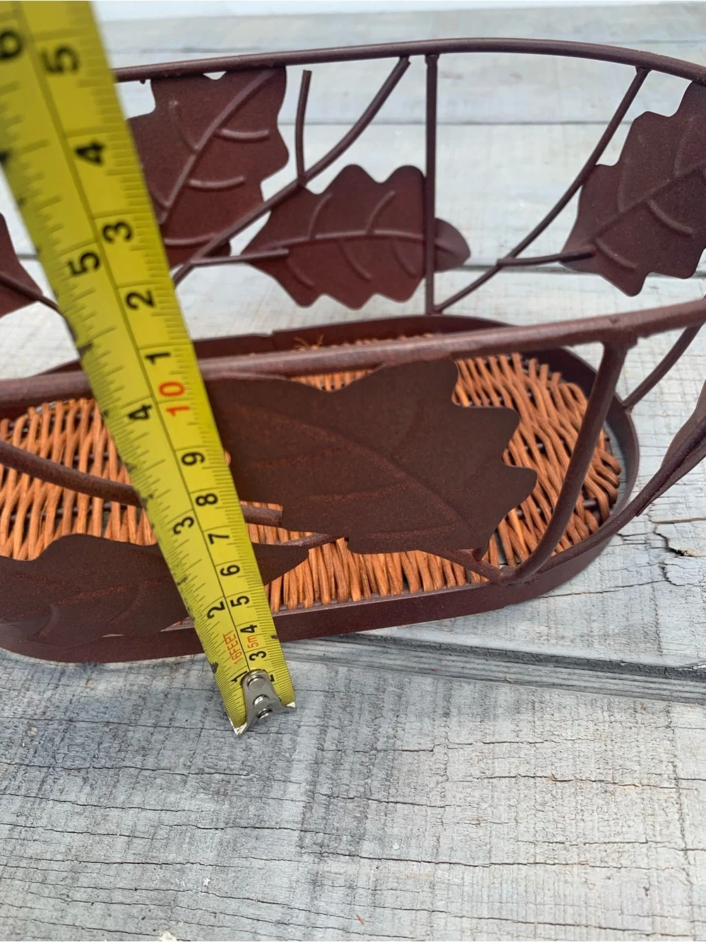 Decorative Brown Metal Leaf Basket - Home Accents